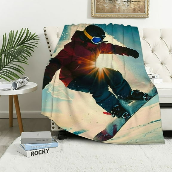 BCIIG Snowboarding Warm Lightweight Blanket Soft Fleece Blankets All Seasons Decor Cow Gifts Bed Couch Sofa Office 100 x 130cm 130 x 150cm 150 x 200cm 60x80in