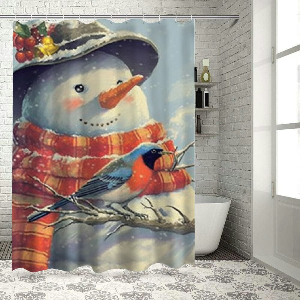 BCIIG Snowman Bird Winter Bathroom Decor Set with Hooks, Colorful ...