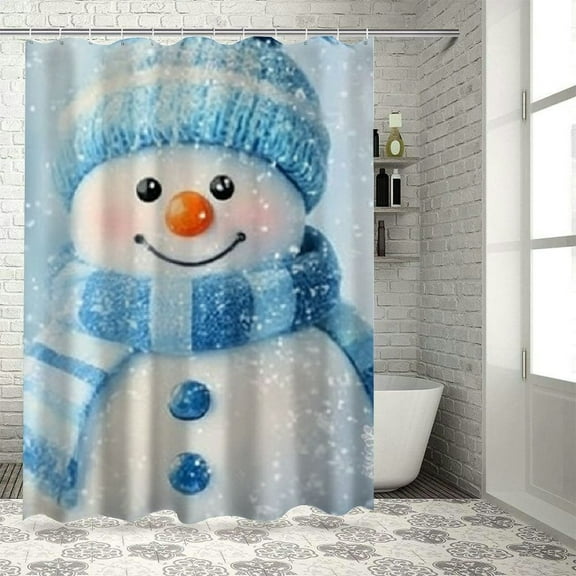 BCIIG Snowman Snowflake Winter Washable Shower Curtain with Hooks 36"x72