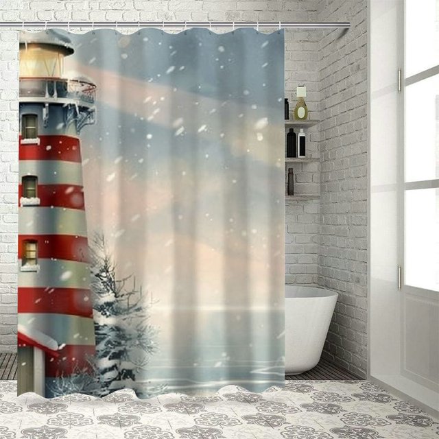 BCIIG Snowy Day Bathroom Decor Set, Colorful Luxurious Polyester Fabric