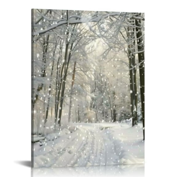 BCIIG Snowy Path Forest Winter Fine Art Aesthetic Poster & Print Wall Painting for Living Room Bedroom Office Decor 16x20 in
