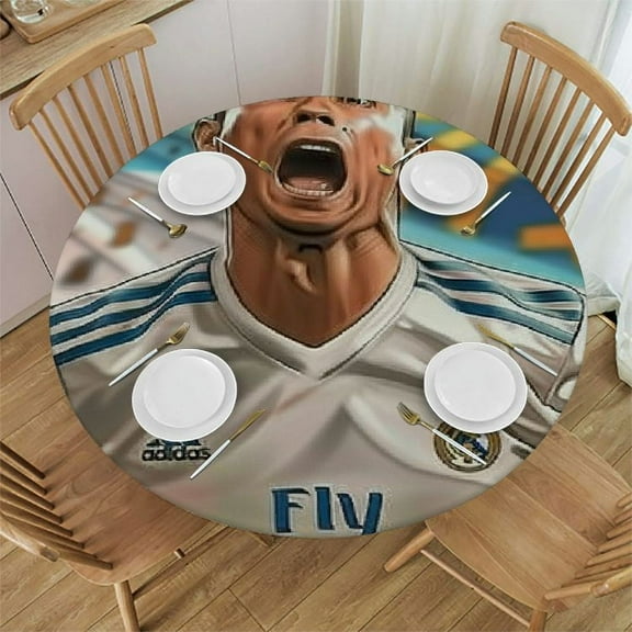 BCIIG Soccer Ball Round Tablecloth Stain Resistant Washable Indoor Outdoor Kitchen Dining Wedding Parties Waterproof Fabric 100% Polyester 38-42