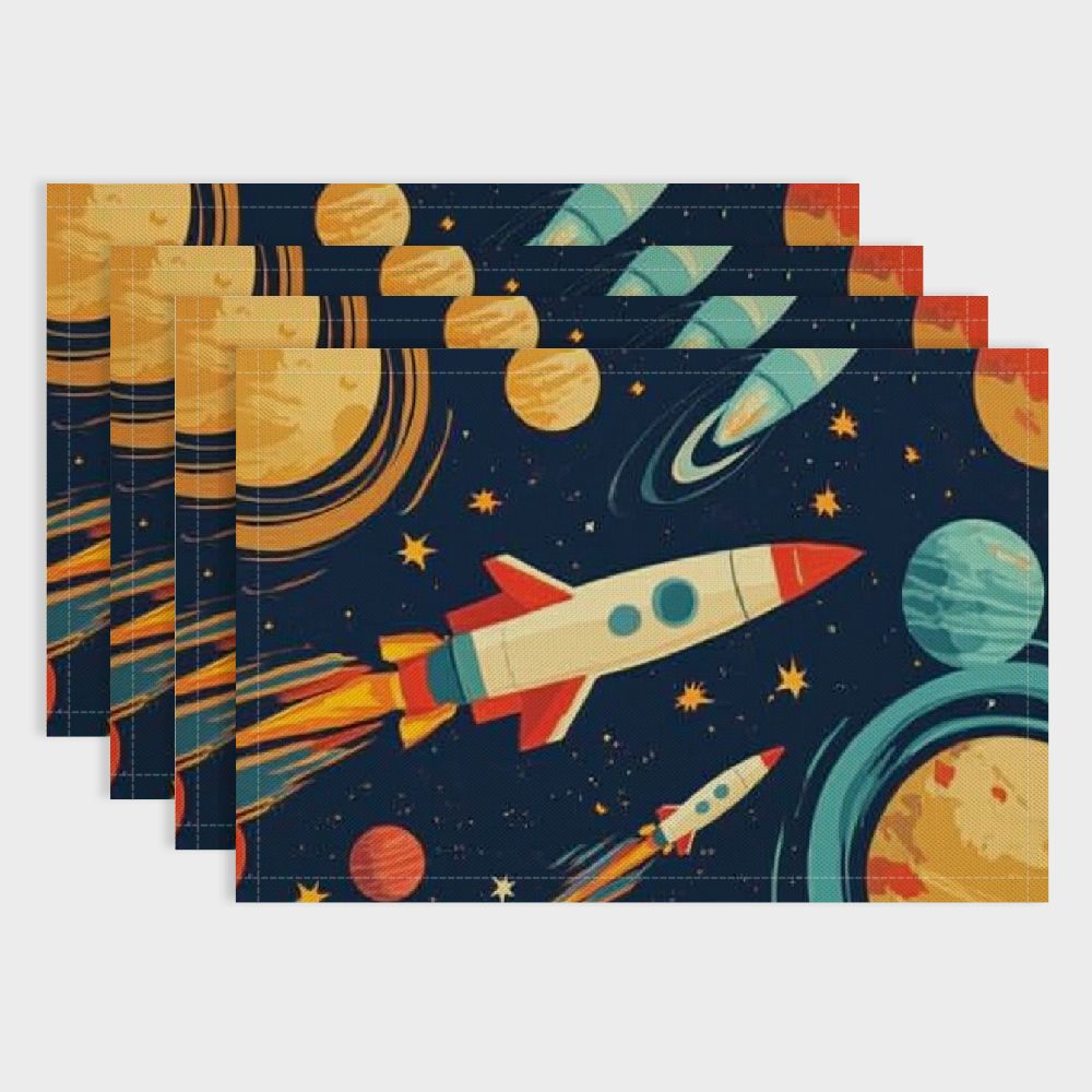 BCIIG Solar System Placemats Set of 4 Outer Space Placemats for Dining ...