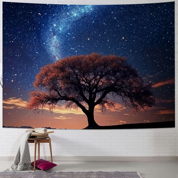 BCIIG Space Galaxy Tapestry Wall Hanging for Bedroom Aesthetic, Nature Starry Night Tree of Life Tapestries, Star Sky Posters Backdrop Decor Wall Tapestry for Men Dorm Living Room Office  40x60inch
