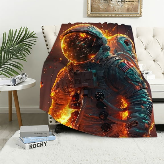 BCIIG Space Suit Fire Filled Sky Glowing Orb Warm Lightweight Blanket Soft Fleece Blankets All Seasons Throw Blanket 40x50in