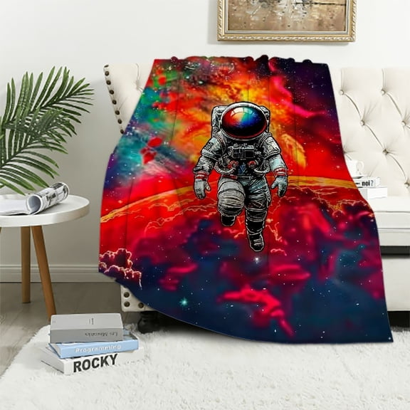 BCIIG Spaceman Red Planet Digital Art Theme Warm Lightweight Blanket Soft Fleece Throw Blanket for Living Rooms Sofa Decor All Seasons 40x50in