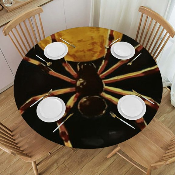 BCIIG Spider Golden Orb Round Table Cover Stain Resistant Washable Indoor Outdoor Kitchen Dining Wedding Parties Tablecloth 100% Polyester Fiber 31"-35