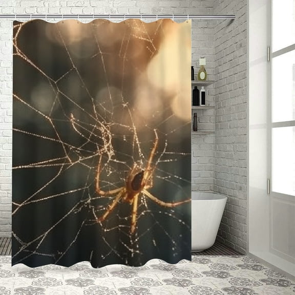 BCIIG Spider Web Bathroom Shower Curtain 100% Polyester with Hooks 60"x72