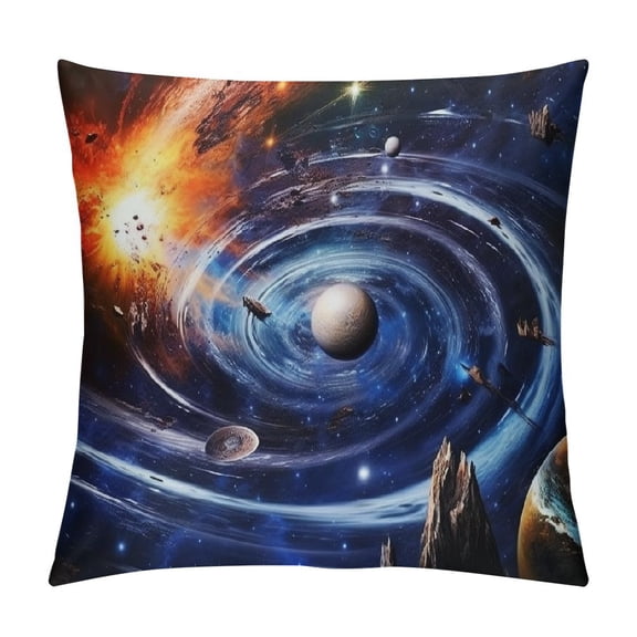 BCIIG Spiral Galaxy Star Trekker Space Shuttle Graphic Decorative Throw Pillow Cover for Home Couch Zipper Closure 1PC 18x18in
