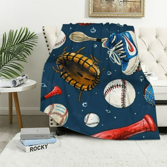 BCIIG Sport Game Blanket Gifts for Adult &amp; Kids for Bedding Room Couch Soft Lightweight Warm Cozy Cool Soccer Football Basketball Baseball Hockey Tennis Sports Theme Throw Blankets Decor 40x50in