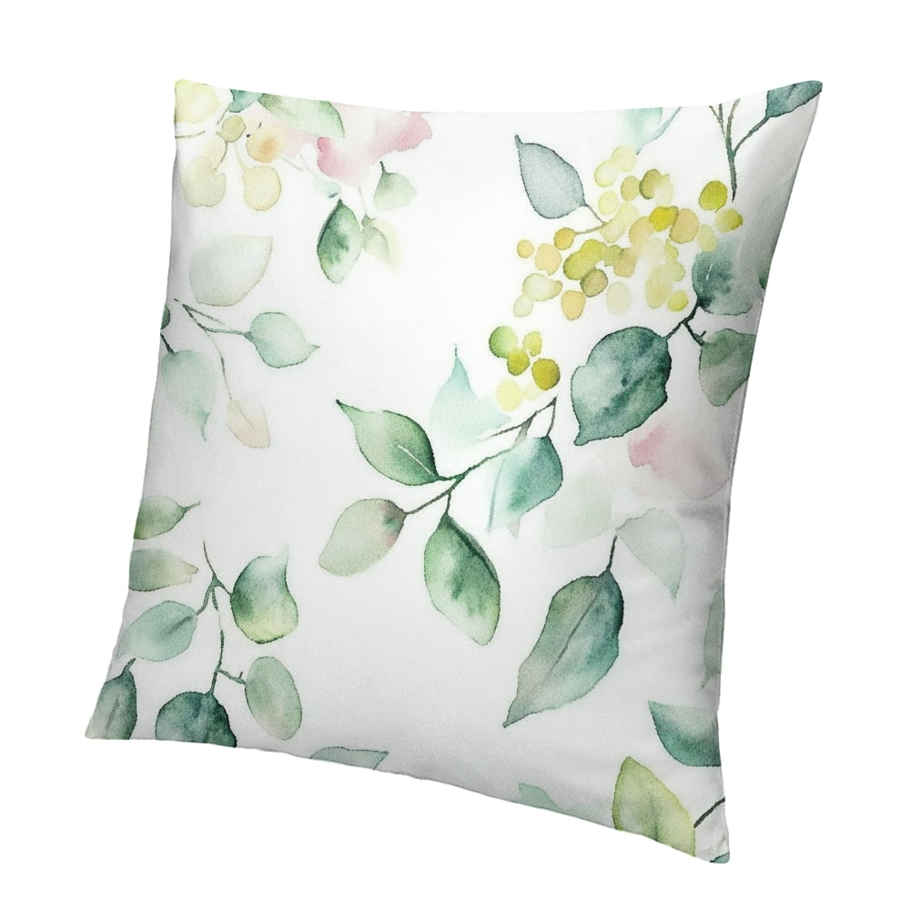 BCIIG Spring sage green leaf pillowcase, eucalyptus flower watercolor ...