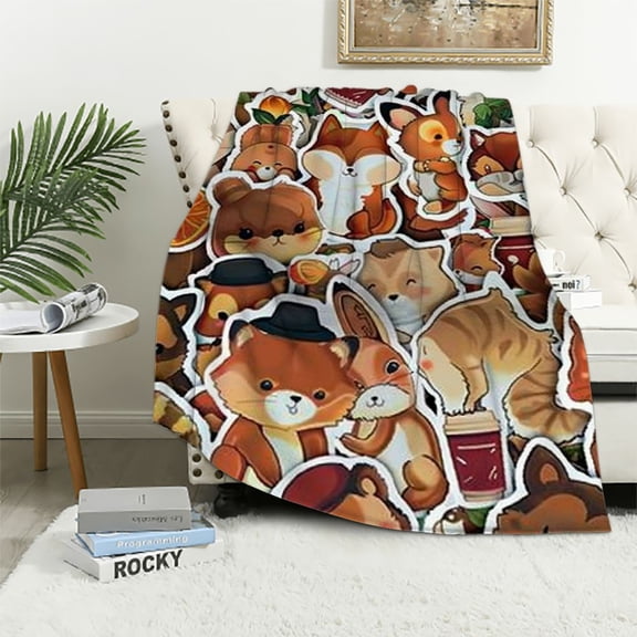 BCIIG Squirrel Blanket Gifts Cute Throw Blanket for Kids, Adults - Orange Soft Plush Blankets for Couch, Sofa 40x50in