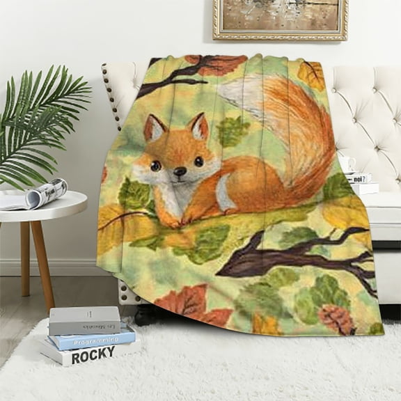 BCIIG Squirrel Blanket Gifts - Cute Throw Blanket for Kids, Adults - Yellow Soft Plush Blankets for Couch, Sofa 40x50in