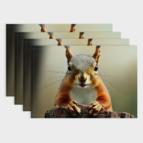 BCIIG Squirrel Funny Animal Set of Place Mats,Heat Resistant Washable Mats for Party Kitchen Table Dining Decoration,Personalized 18x12in