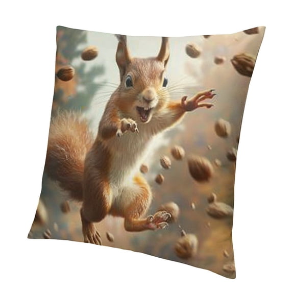 BCIIG Squirrel Love Walnuts Throw Pillow Covers Square Cushion Case Decorative Pillowcase for Couch Car 18x18in