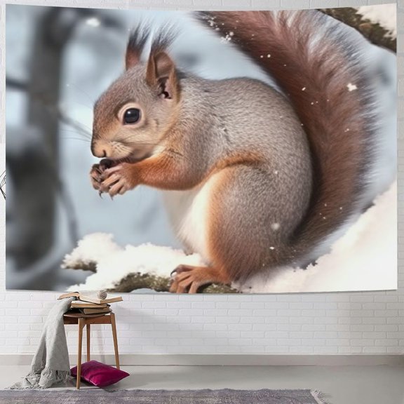 BCIIG Squirrel Nut Tree Branch Tapestry Wall Hanging Unique Style Graphic Tapestries Home Wall Decor Art for Living Room Bedroom Apartment Farmhouse Dorm 40x30inch