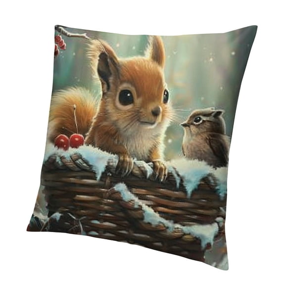 BCIIG Squirrel Square Pillow Case Polyester Cushion Covers Throw Pillow Covers for Sofa Decor 20x20in