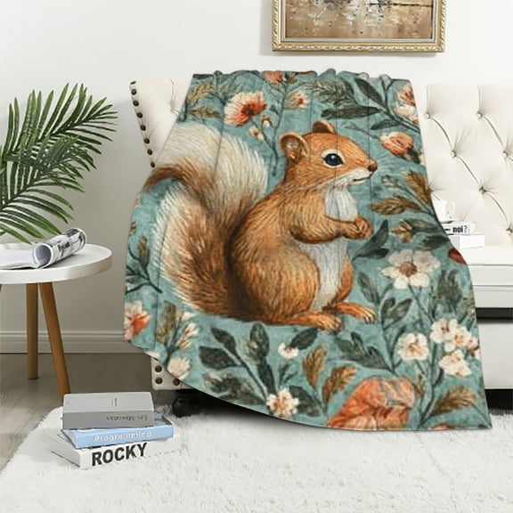 BCIIG Squirrel Throw Blanket – Soft, Cozy, and Lightweight Decor Flannel Blanket Ideal for Couch, Office, and Travel – Fuzzy, Fluffy, Plush Warmth for Women Girls 50x60in