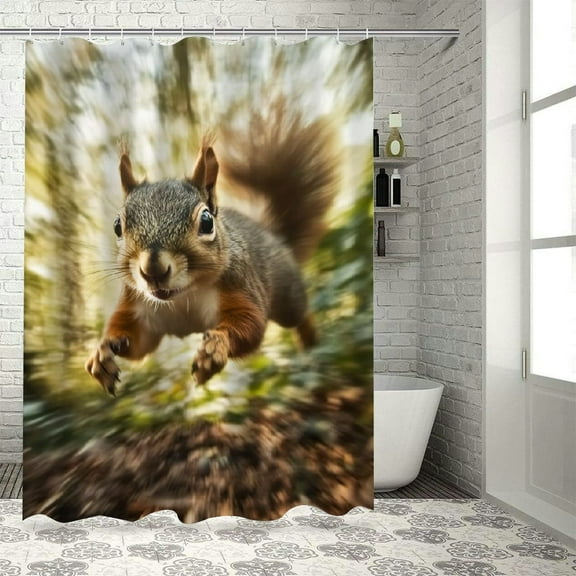 BCIIG Squirrel Washable Shower Curtain Modern Bathroom Decor with Hooks 36"x72