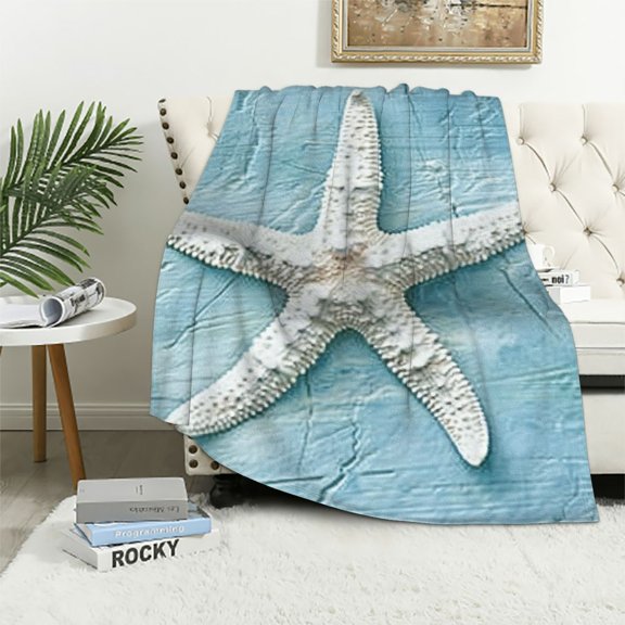 BCIIG Starfish Warm Lightweight Blanket Soft Fleece Throw Blanket for All Seasons, Living Room Sofa Decor, Cow Gifts Blanket, Super Soft Blanket in Multiple Sizes 40x50in