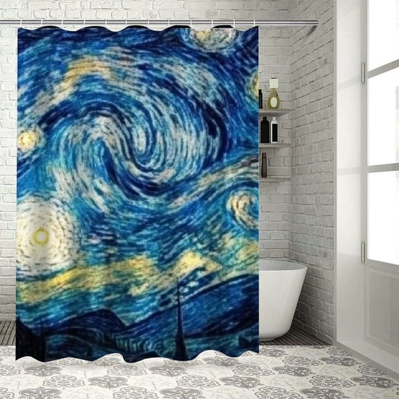 BCIIG Stars Building Bathroom Shower Curtain Set with Hooks 36"x72