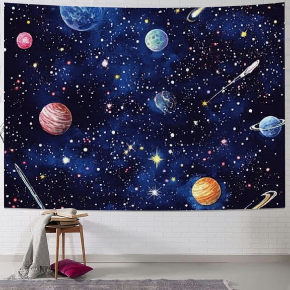 BCIIG  Stars Galaxy Constellation Wall Tapestry  Moon Planet Nebula Space Zodiac Backdrop Hanging Polyester Home Decor for Bedroom Living Room 40x60inch
