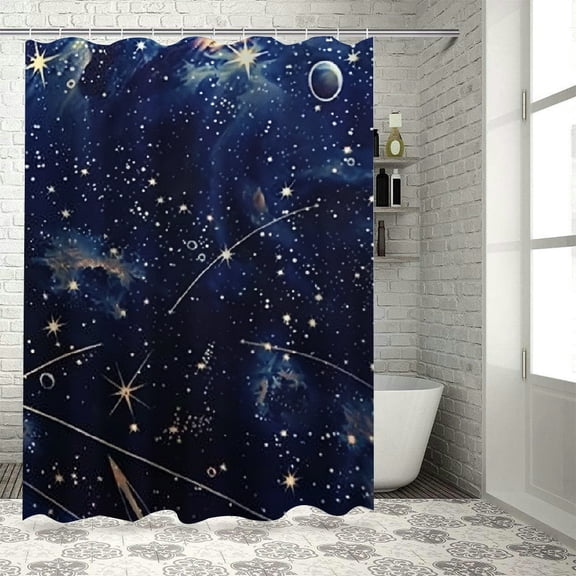 BCIIG Stars Planets Space Shower Curtain Set with Hooks 100% Polyester 36"x72