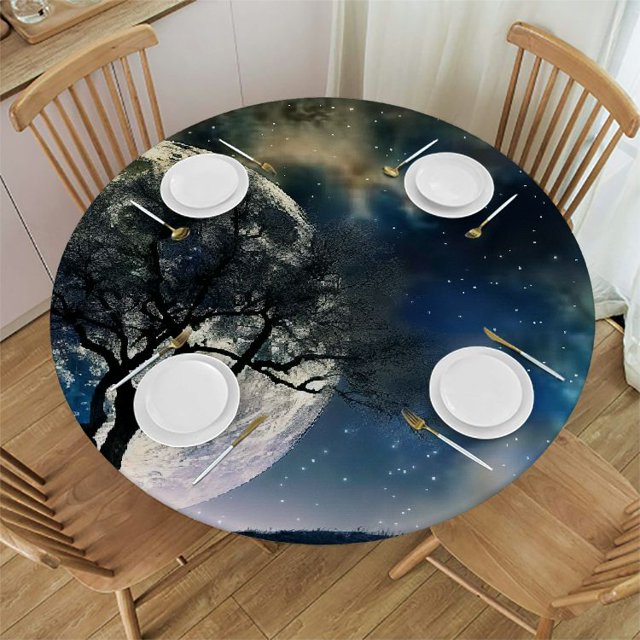 BCIIG Stars Round Table Cover Stain Resistant Washable Indoor Outdoor