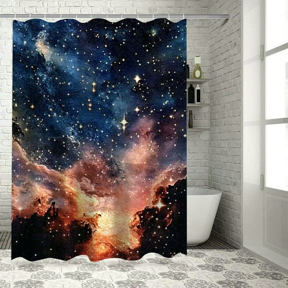 BCIIG Stars Sky Space Shower Curtain 100% Polyester with Hooks 36"x72