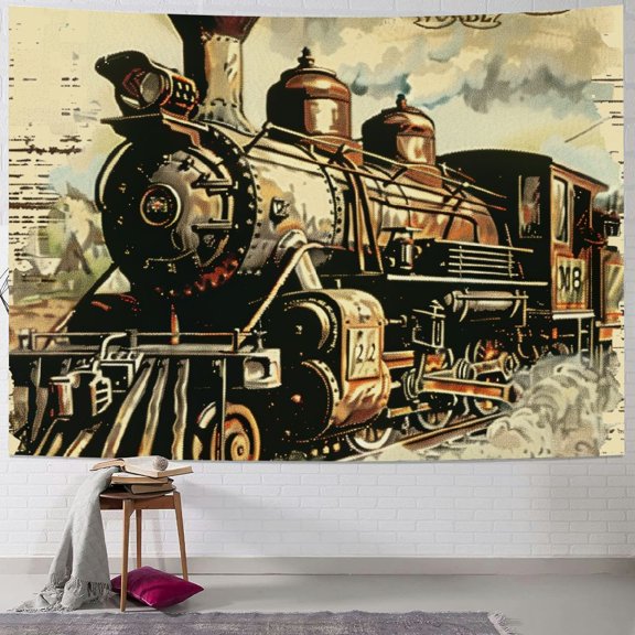 BCIIG Steam Engine Tapestry Wall Hanging Unique Style Graphic Tapestries Home Wall Decor Art for Living Room Bedroom Apartment Farmhouse Dorm 40x60inch