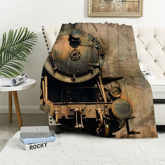 BCIIG Steam Engine Warm Lightweight Fleece Blanket Throw Blanket Living Rooms Sofa Decor Cow Gifts All Seasons Blanket for Bed 60x80in