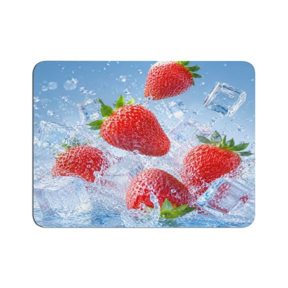 BCIIG Strawberry Ice Splash Pattern Mouse Pad, Square Smooth Surface Desk Mat, Stitched Edge for Office, Laptop, Computer, Home,