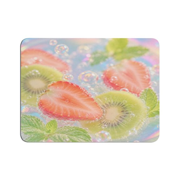 BCIIG  Strawberry Kiwi Bubble Rainbow Pattern Mouse Pad, Square Smooth Surface Desk Mat, Stitched Edge for Office, Laptop, Computer, Home,