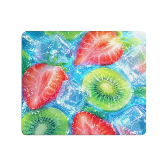 BCIIG  Strawberry Kiwi Ice Water Pattern Mouse Pad, Square Smooth Surface Desk Mat, Stitched Edge for Office, Laptop, Computer, Home,