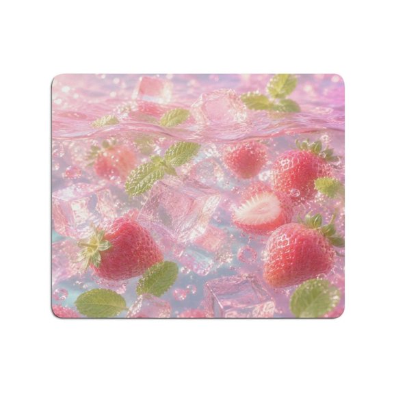 BCIIG Strawberry Mint Ice Underwater Pattern Mouse Pad, Square Smooth Surface Desk Mat, Stitched Edge for Office, Laptop, Computer, Home,