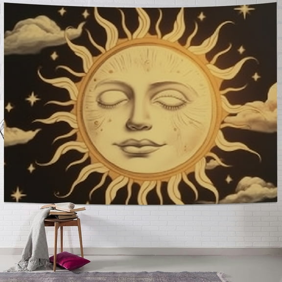 BCIIG Sun Face Clouds Tapestry Wall Hanging Unique Home Decor 60x50inch