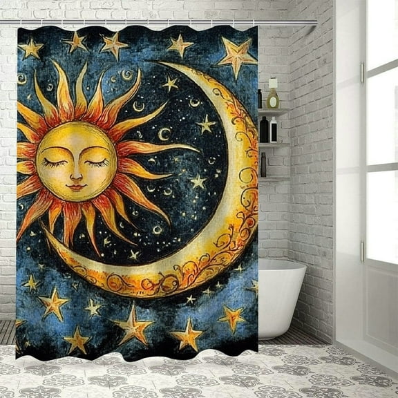 BCIIG Sun Moon Stars Chic Modern Bathroom Decor Shower Curtain 69"x72