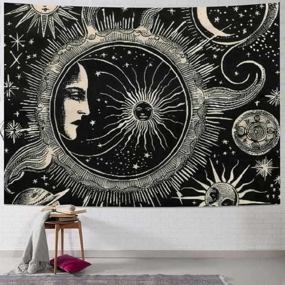 BCIIG Sun Moon Stars Planets Tapestry Wall Hanging Unique Style Graphic Tapestries for Home Wall Decor Living Room Bedroom Apartment Farmhouse Dorm 40x30inch