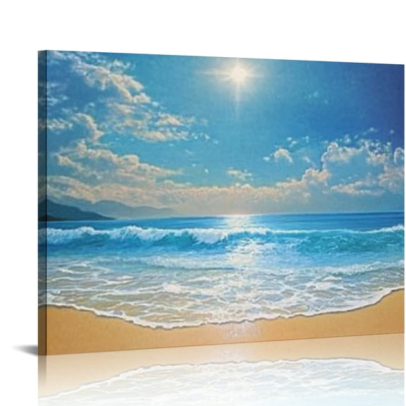 BCIIG Sun Ocean Print Canvas Wall Art for Living Room Bedroom Office 16x12in