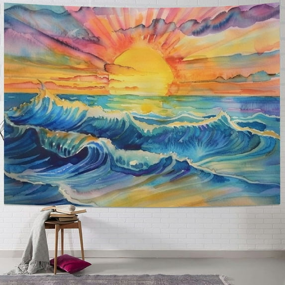 BCIIG Sun Tapestry Wall Hanging, Wall Tapestry Boho Funny Rainbow Tapestries for Bedroom Aesthetic Home Room Decor