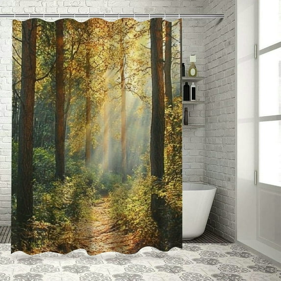 BCIIG Sunbeam Shower Curtain Set Polyester Fiber Home Bathroom Decoration with Hooks 60"x72