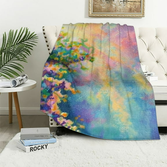 BCIIG Sunbeam Tree Warm Lightweight Blanket Soft Fleece Blankets Throw Blanket for Living Rooms Sofa Decor Cow Gifts All Seasons Plush Blankets 40x50in