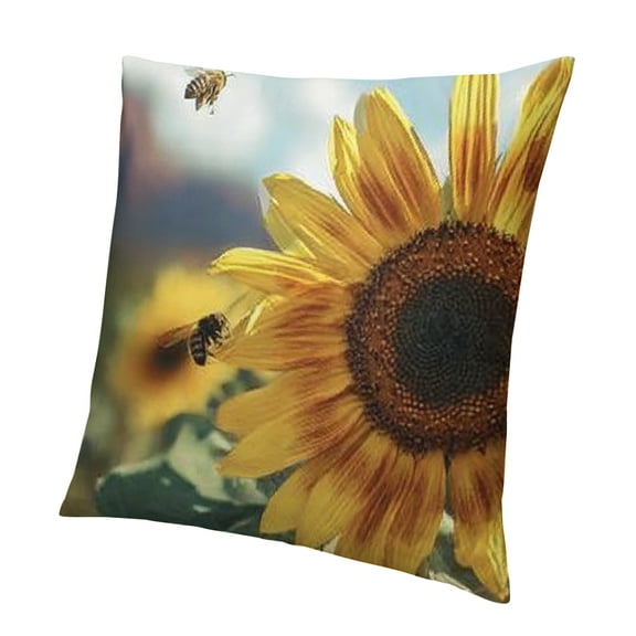 BCIIG Sunflower Bees Mountain High-Quality Pillow Covers Home Decor 18x18in