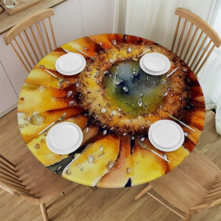 BCIIG Sunflower Round Table Cover Stain Resistant and Washable Indoor