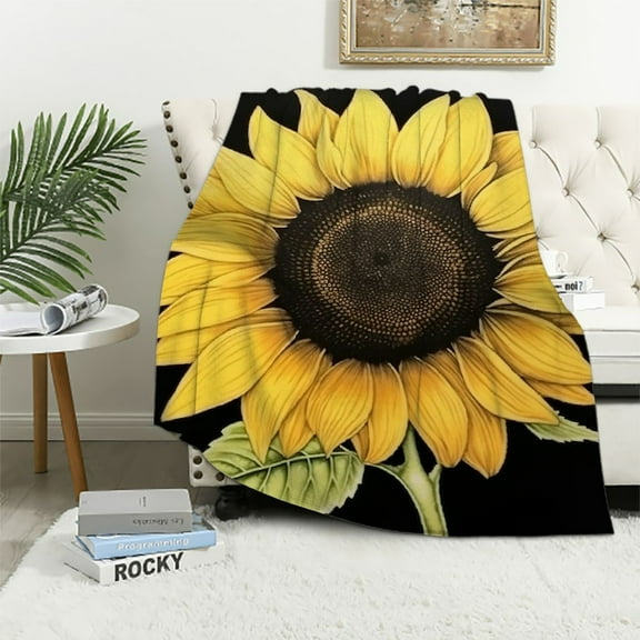 BCIIG Sunflower Warm Lightweight Blanket Soft Fleece Throw Blanket for All Seasons, All Seasons Flannel Material Blanket for Living Rooms Sofa Decor, Cow Gifts Blanket 40x50in