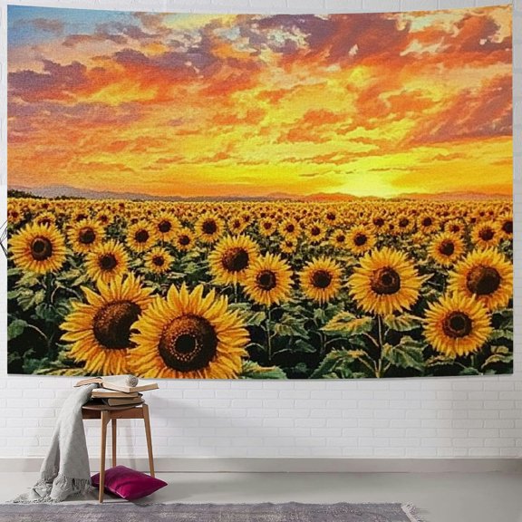 BCIIG Sunflowers Sunset Sky Tapestry Wall Hanging Home Decor 40x60inch