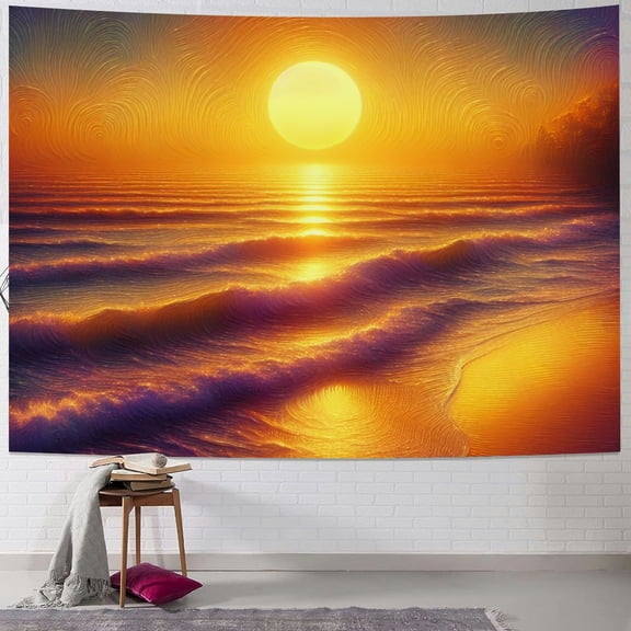 BCIIG Sunset Beach Waves Tapestry Wall Hanging Unique Style for Home Decor Bedroom Living Room Dorm Wall Art 40x60inch