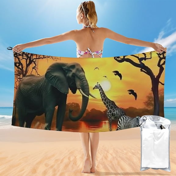 BCIIG Sunset Birds Quick Dry Towel Graphic Beach Towel 27.5x55in, Super Absorbent Lightweight Towel for Kids and Adults, Unique Bath Towel Gift with Convenient Packaging and Hanging Loop 55x27.5in