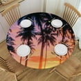 BCIIG Sunset Palm Trees Beach Round Table Cover with Elastic Edge