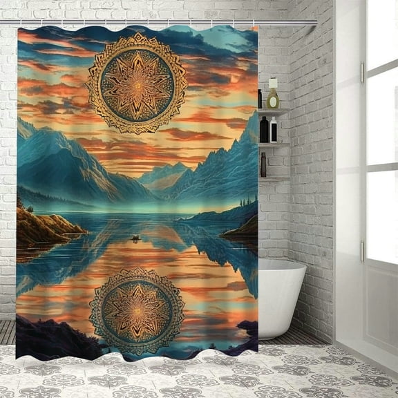 BCIIG Sunset Psychedelic Art Chic Modern Bathroom Decor Shower Curtain with Hooks 100% Polyester Fiber 60"x72